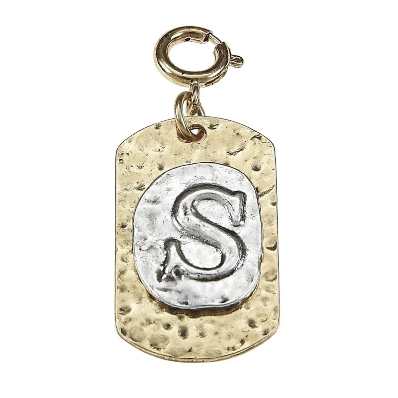 2-Tone Silver/Gold Monogram S Initial Tag Charms sold by Charming Charlie