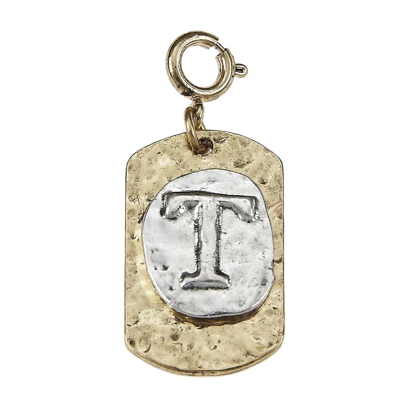 2-Tone Silver/Gold Monogram T Initial Tag Charms sold by Charming Charlie
