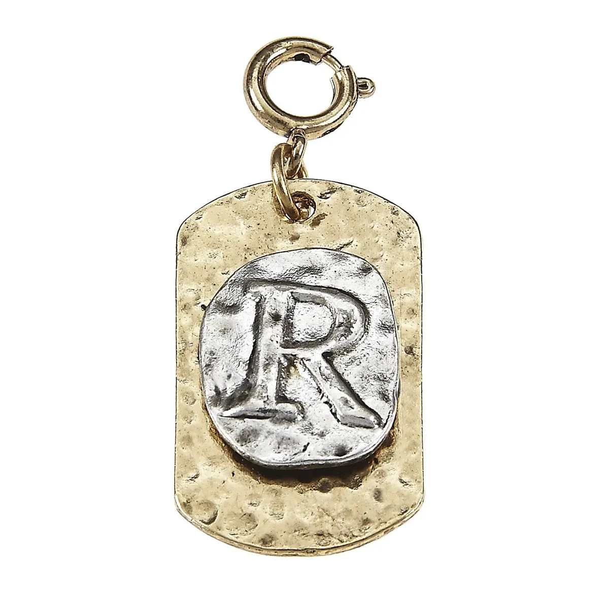 2-Tone Silver/Gold Monogram R Initial Tag Charms sold by Charming Charlie