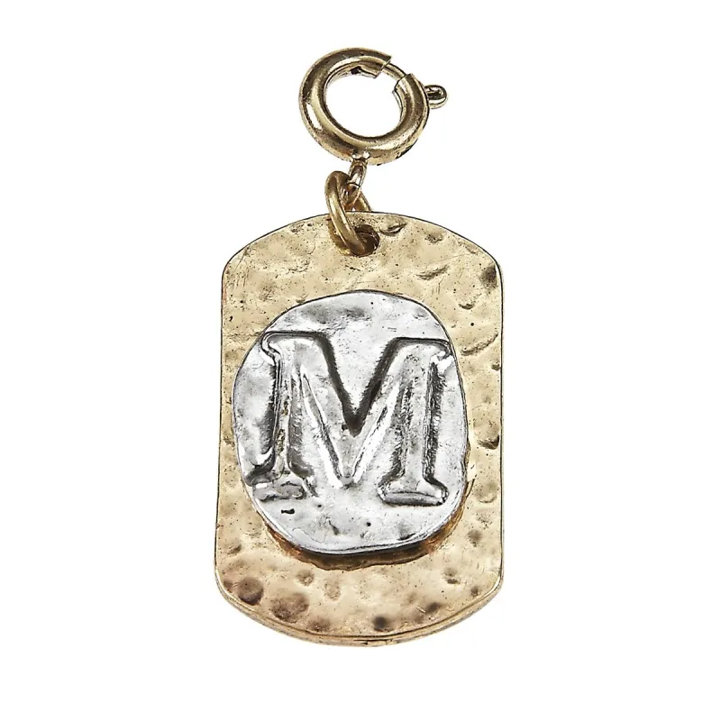 2-Tone Silver/Gold Monogram M Initial Tag Charms sold by Charming Charlie