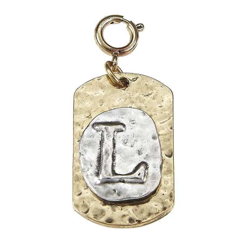 2-Tone Silver/Gold Monogram L Initial Tag Charms sold by Charming Charlie