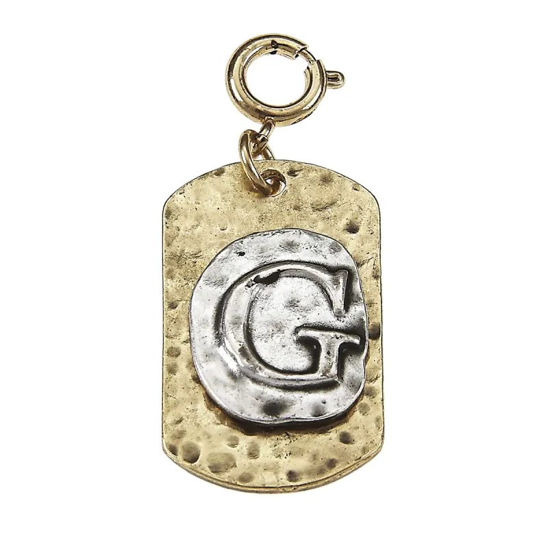 2-Tone Silver/Gold Monogram G Initial Tag Charms sold by Charming Charlie