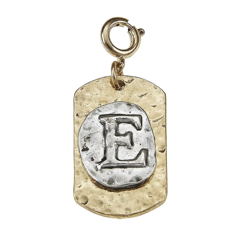2-Tone Silver/Gold Monogram E Initial Tag Charms sold by Charming Charlie