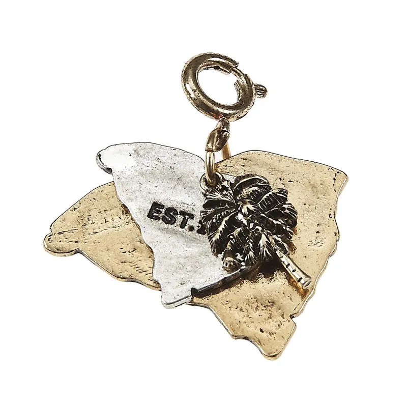 South Carolina 2-Tone Double State with Small Palm Tree Charm sold by Charming Charlie