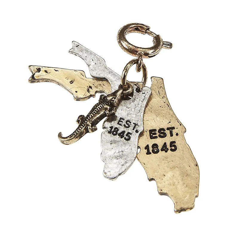 Florida 2-Tone Double State with Small Alligator Charm sold by Charming Charlie