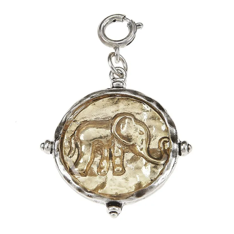 2-Tone Hammered Frame and Elephant Epoxy Charm sold by Charming Charlie