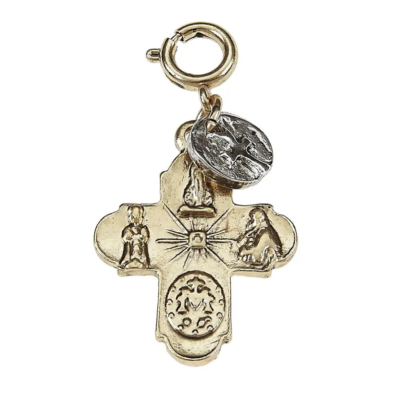 Antique Gold Cross with Antique Silver Tiny Cross On Disk Charm sold by Charming Charlie