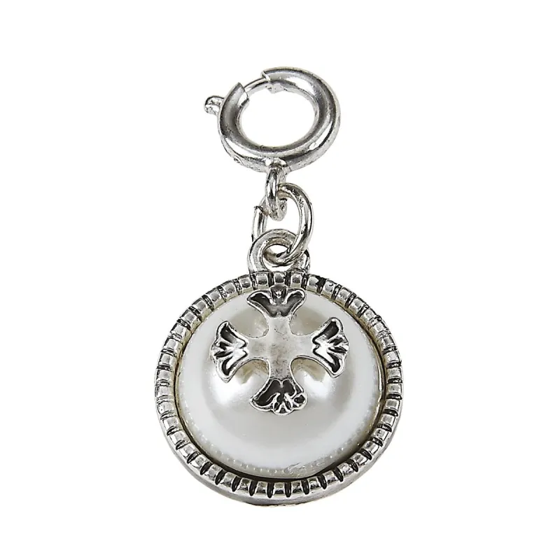 Ivory Pearl Cabochon with Antique Silver Cross Charm sold by Charming Charlie