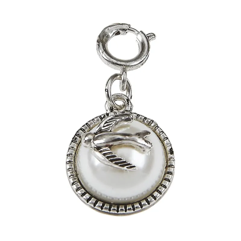 Ivory Pearl Cabochon with Antique Silver Bird Charm sold by Charming Charlie