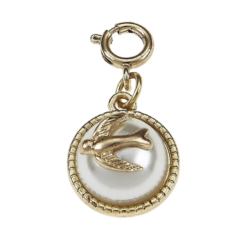 Ivory Pearl Cabochon with Antique Gold Bird Charm sold by Charming Charlie