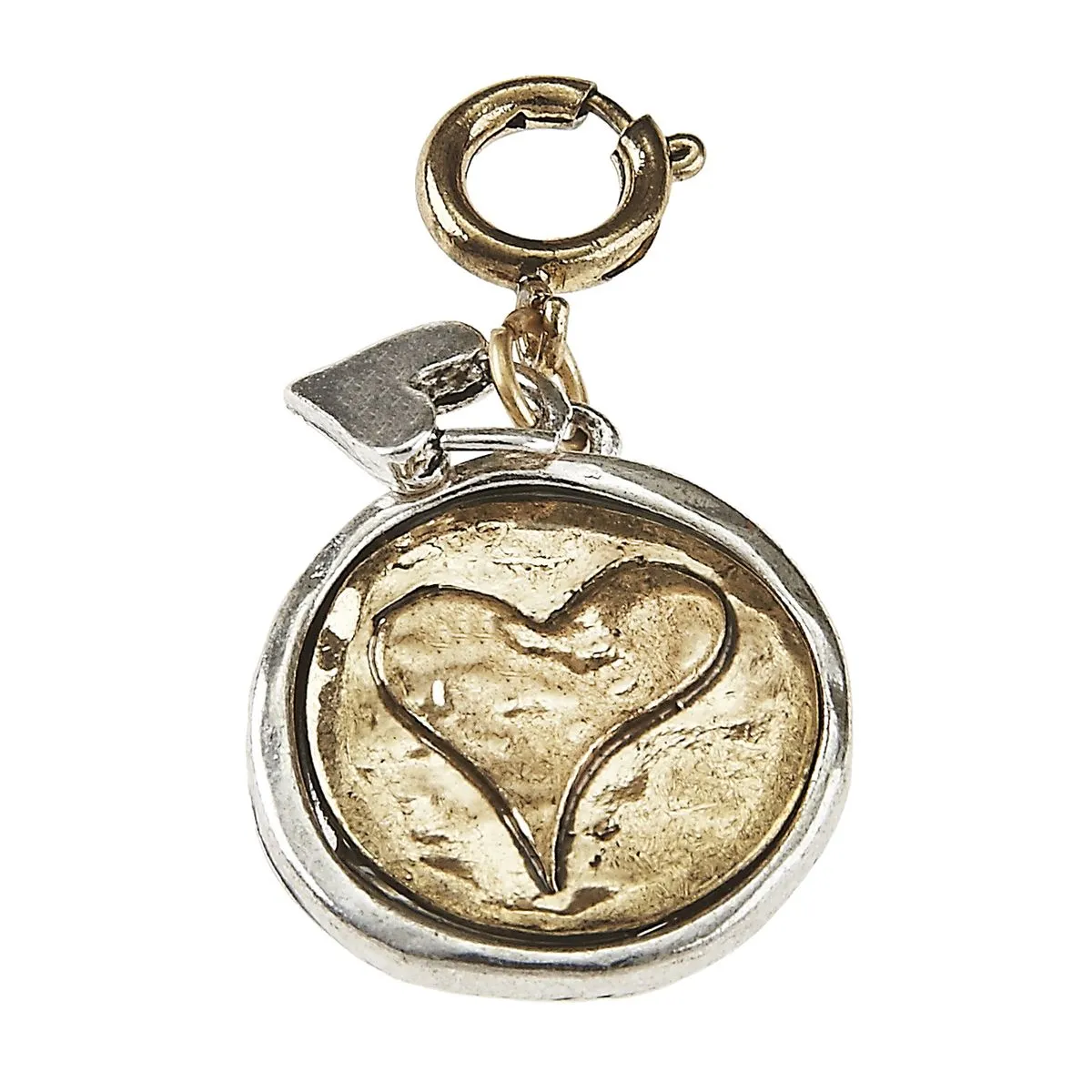 Light Antique Silver And Light Antique Gold Heart Wax Casting with Light Antique Silver Heart Cluster Charm sold by Charming Charlie