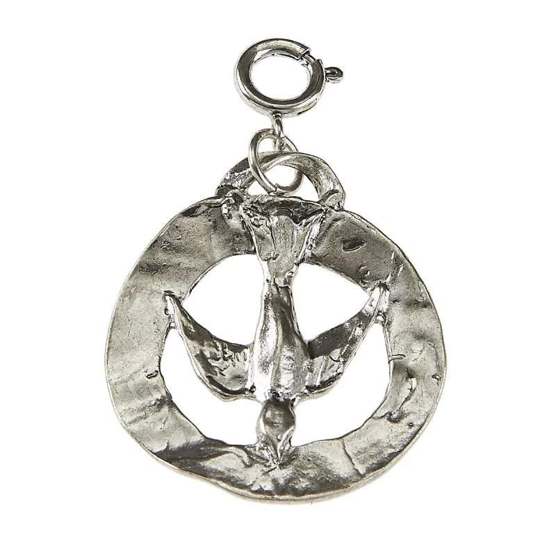 Light Antique Silver Bird In Circle Charm sold by Charming Charlie