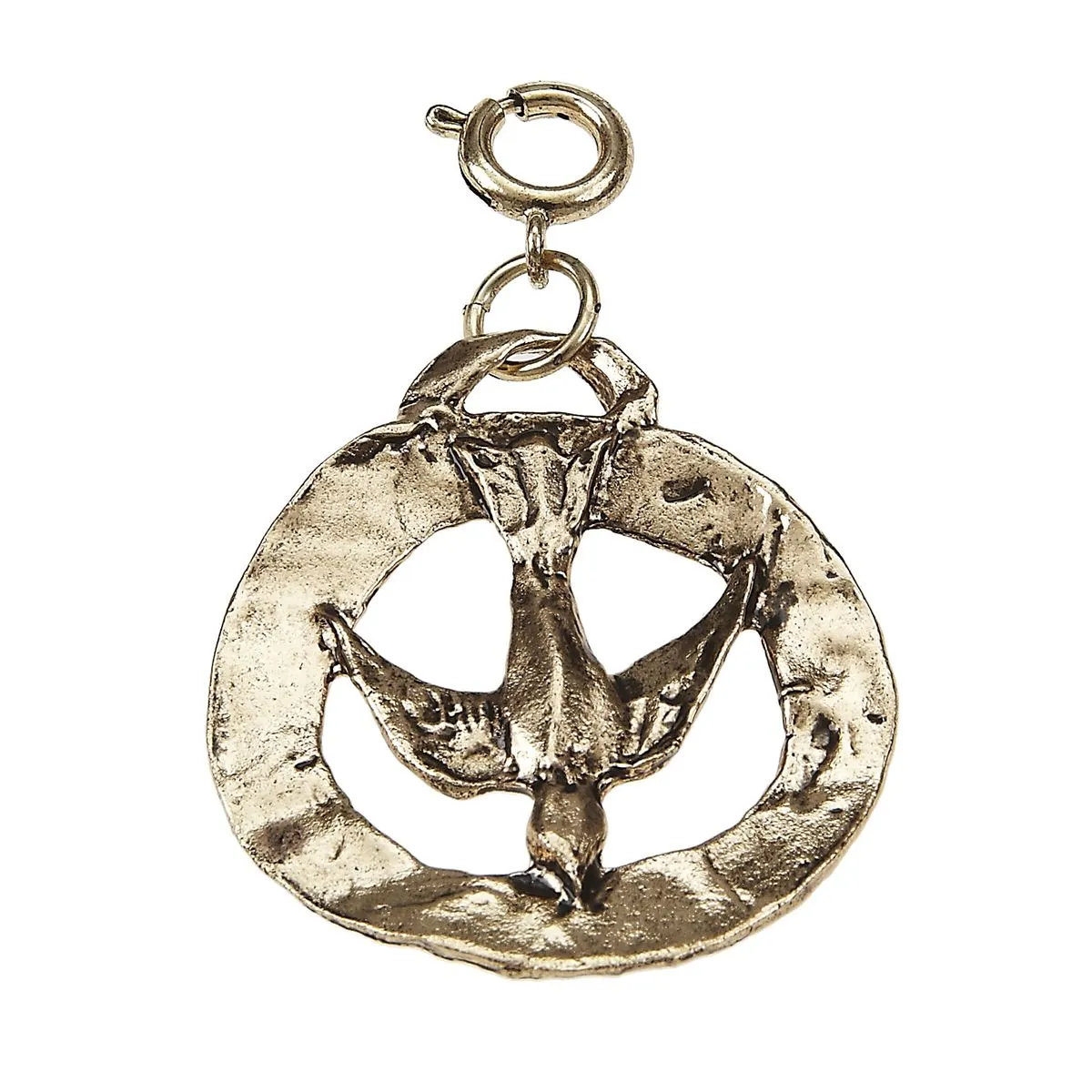 Light Antique Gold Bird In Circle Charm sold by Charming Charlie