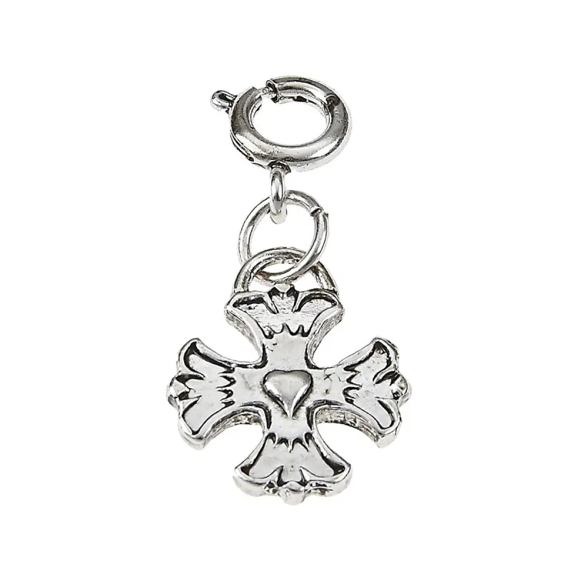 Light Antique Silver Cross with Heart Charm sold by Charming Charlie