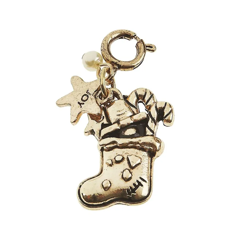 Light Antique Gold Stocking Charm sold by Charming Charlie