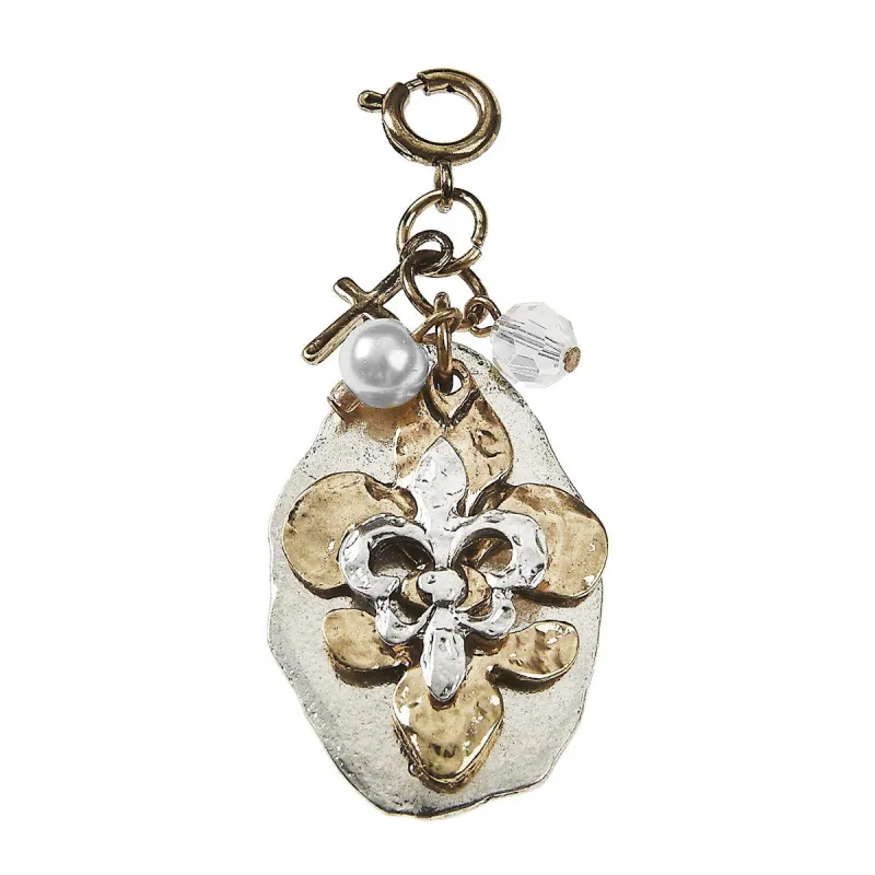Light Antique Silver and Light Antique Gold Fleur De Lis Cluster Charm sold by Charming Charlie