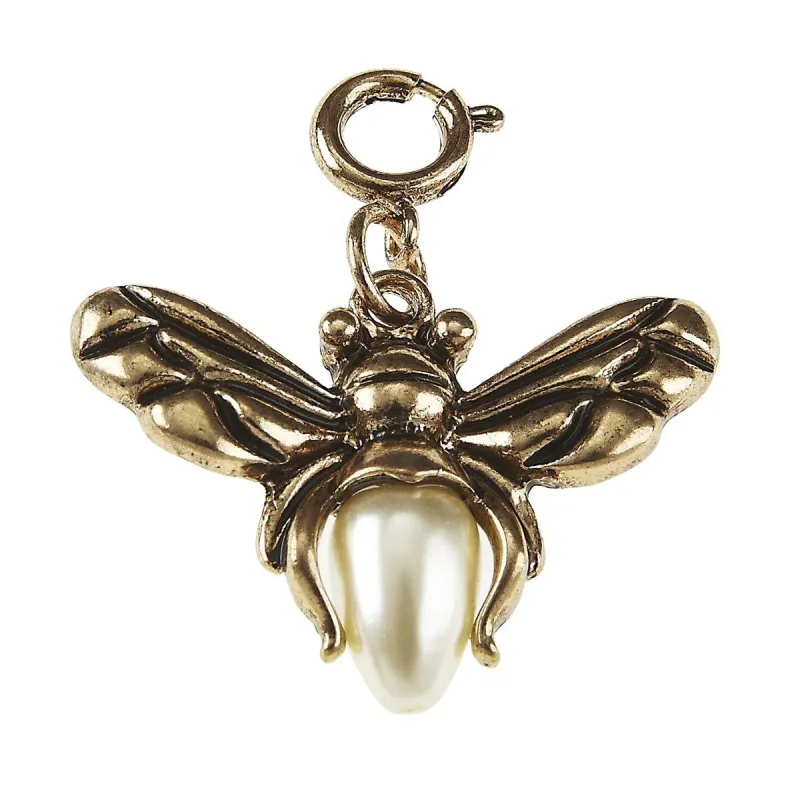 Light Antique Gold Bee Wax Casting with Ivory Pearl Charm sold by Charming Charlie