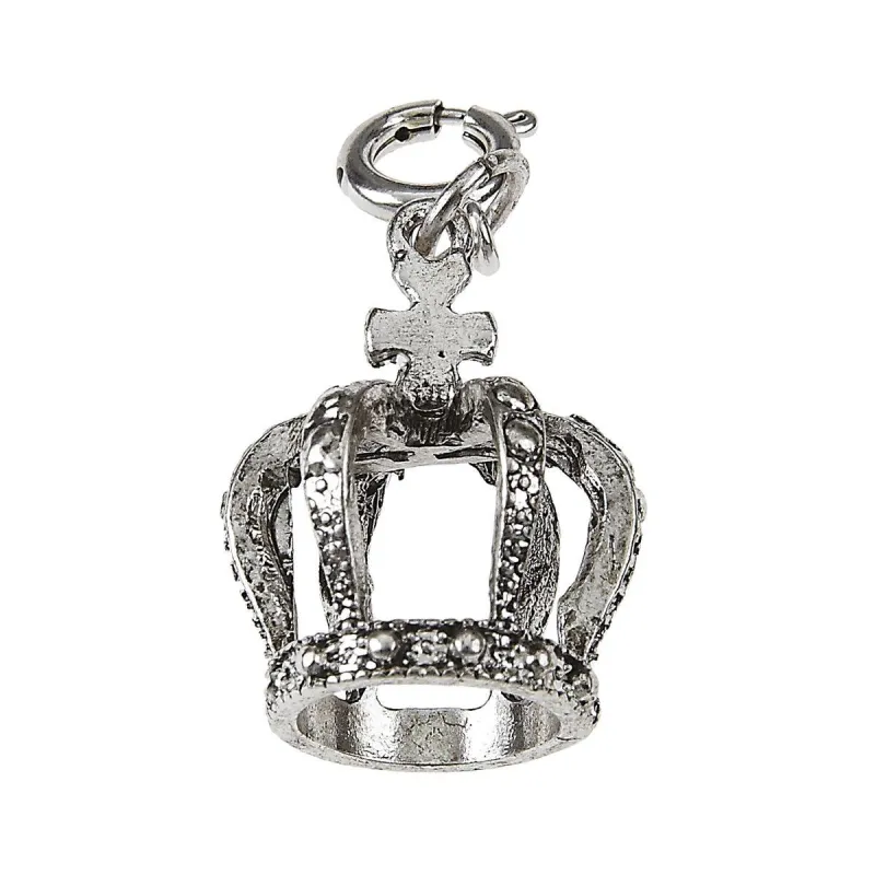 Light Antique Silver 3D Crown Wax Casting Charm sold by Charming Charlie