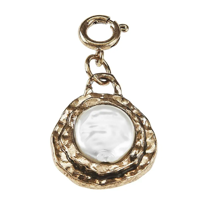 Light Antique Gold Wax Casting with Coin Pearl Center Charm sold by Charming Charlie