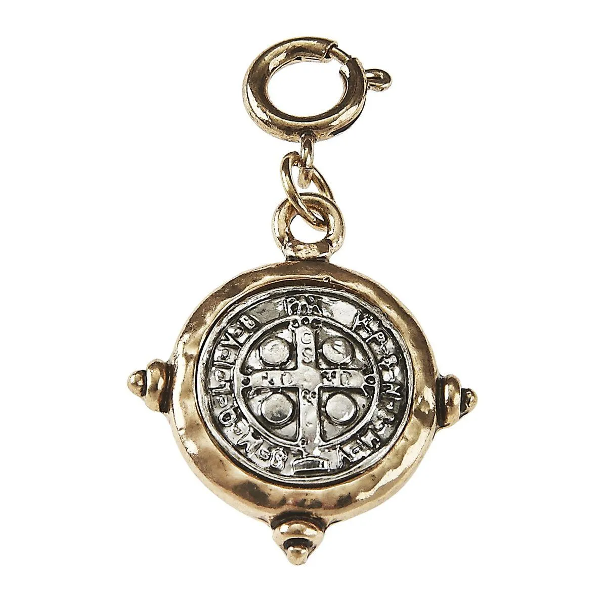 Light Antique Gold And Light Antique Silver Hammered Back San Benito Charm sold by Charming Charlie