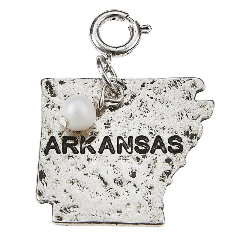 Silver Gold Hammered Arkanasas State Charm sold by Charming Charlie