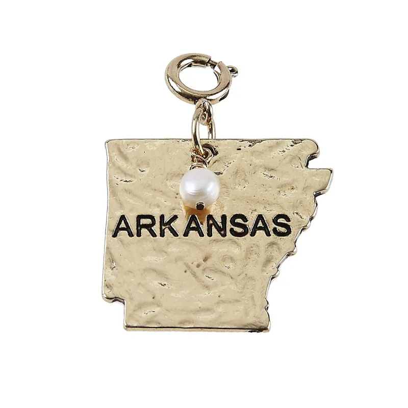 Antique Gold Hammered Arkanasas State Charm sold by Charming Charlie