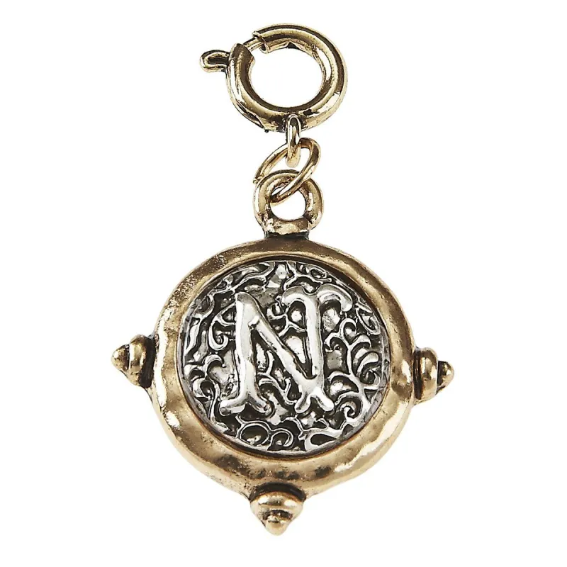 Antique Gold N Initial Charm sold by Charming Charlie