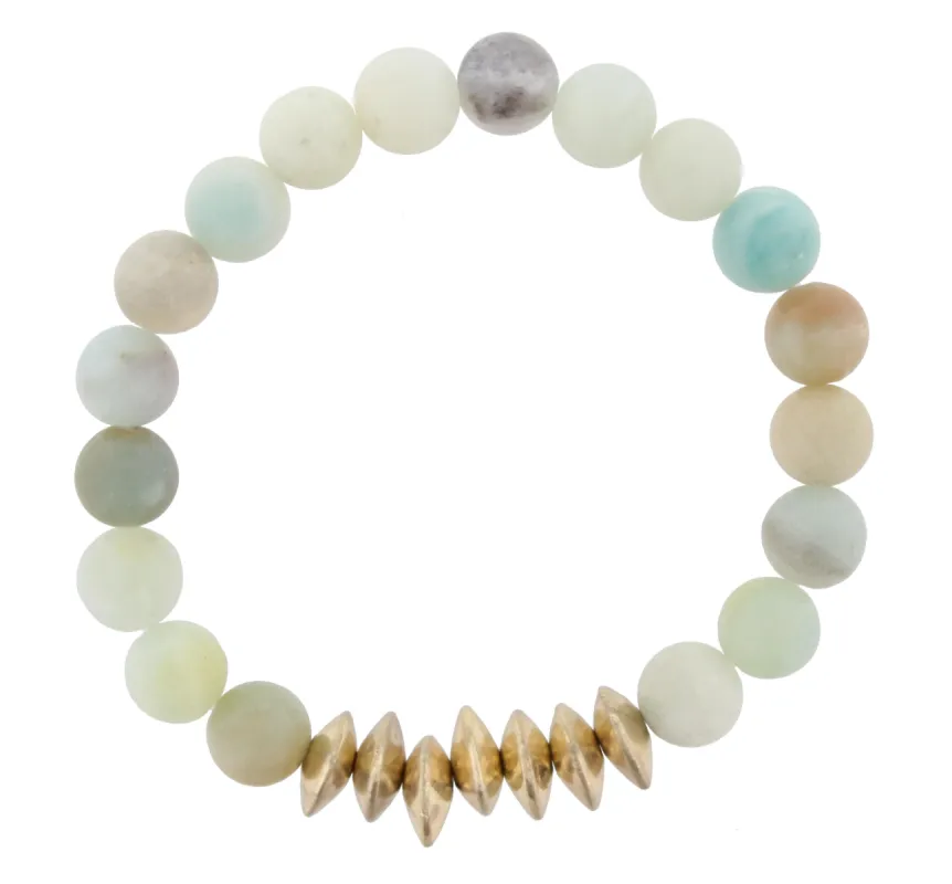 Amazonite Beaded Stretch Bracelet with Gold Triangle Spacers sold by Charming Charlie