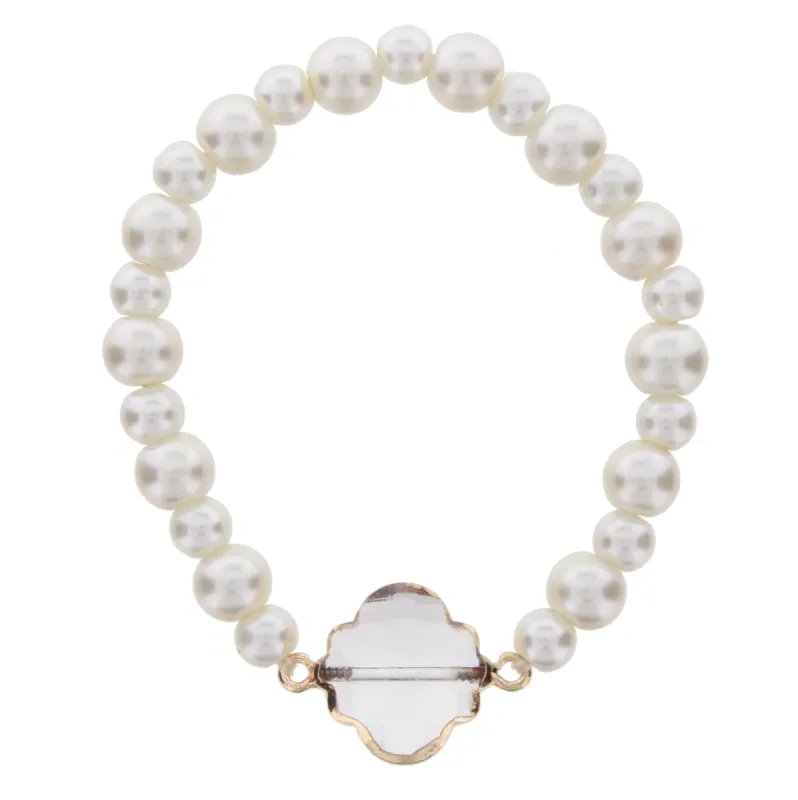Pearl Beaded Stretch Bracelet with Crystal Ornate sold by Charming Charlie