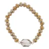 AB Greige Beaded Stretch Bracelet with Crystal Hexagon sold by Charming Charlie