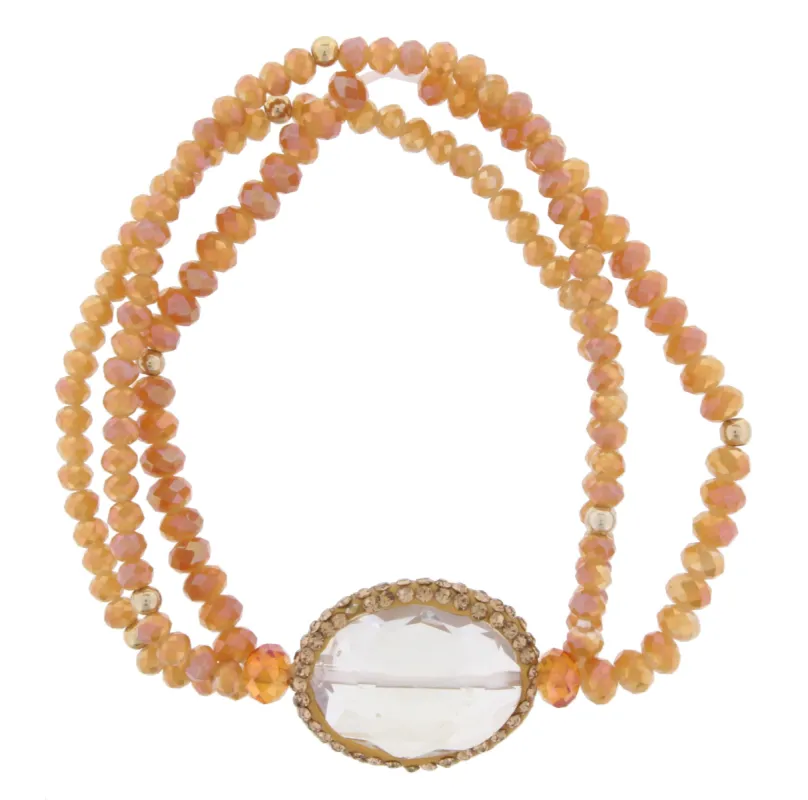 Sunset Beaded 3 Strand Stretch Bracelet with Pave Crystal sold by Charming Charlie