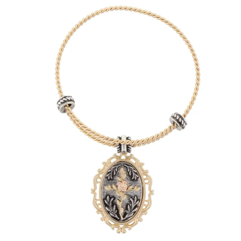 Gold Bangle Bracelet with "The Lord's Prayer" Double Sided Charm sold by Charming Charlie