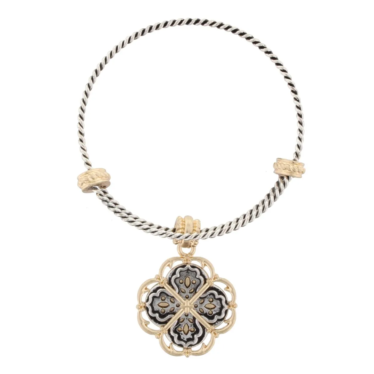 Silver Bangle Bracelet with " You Are The Light Of The World" Double Sided Charm sold by Charming Charlie