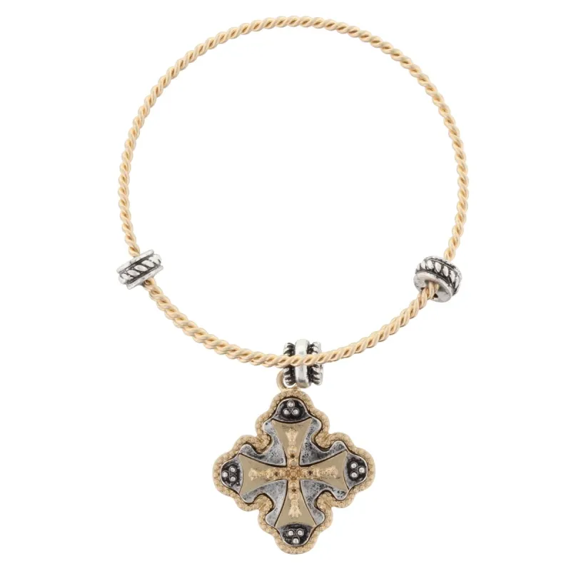 Gold Bangle Bracelet with "Fearfully and Wonderfully Made, Psalm 139:14" Double Sided Charm sold by Charming Charlie