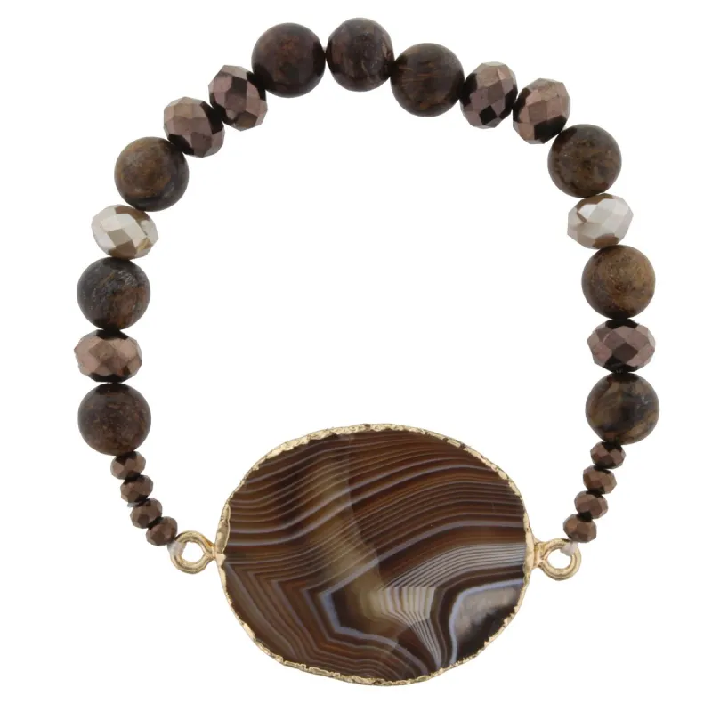 Copper Ash Beaded Stretch Bracelet with Brown Agate sold by Charming Charlie