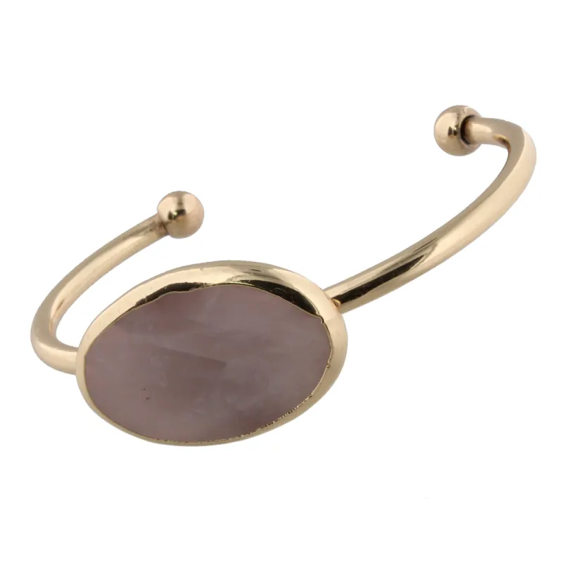 Oval Rose Quartz Cuff Bracelet sold by Charming Charlie