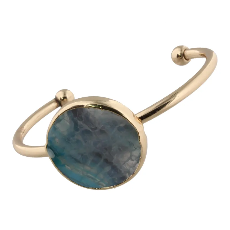 Blue Agate Circle Cuff Bracelet sold by Charming Charlie