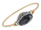 Anitique Gold Latch Bracelet with Pave Grey Druzy sold by Charming Charlie