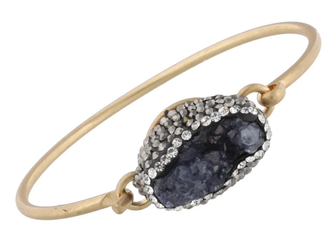 Anitique Gold Latch Bracelet with Pave Grey Druzy sold by Charming Charlie