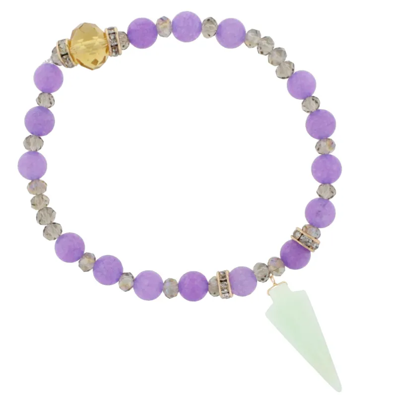 Purple Stone Beaded Stretch Bracelet with Mint Arrowhead Accent sold by Charming Charlie