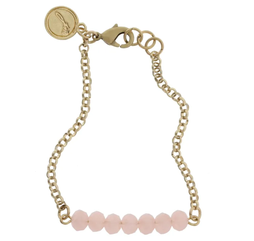 Gold Linked Bracelet with Faceted Light Pink Rondelles sold by Charming Charlie