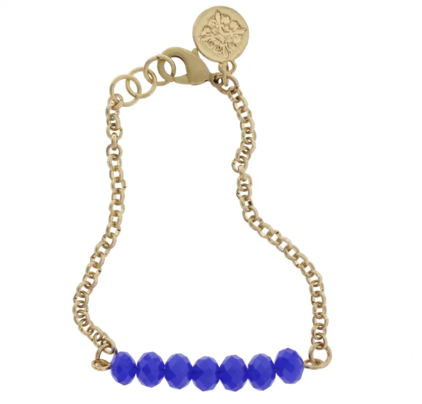 Gold Linked Bracelet with Faceted Navy Rondelles sold by Charming Charlie