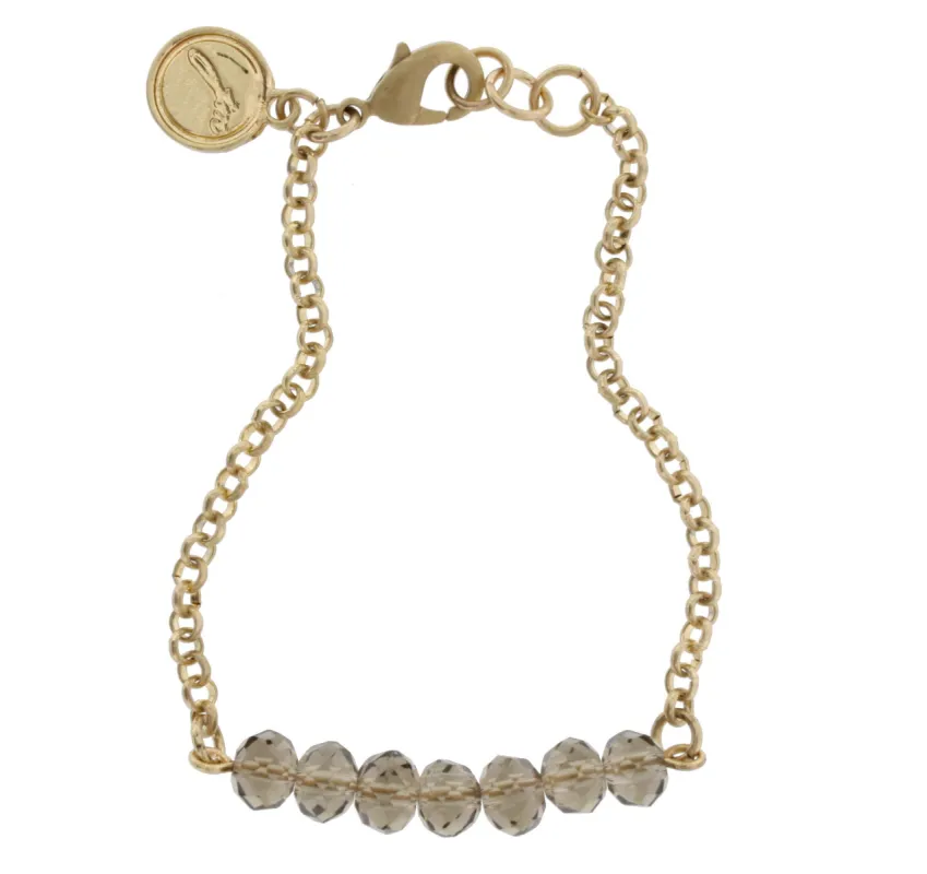 Gold Linked Bracelet with Faceted Black Diamond Rondelles sold by Charming Charlie