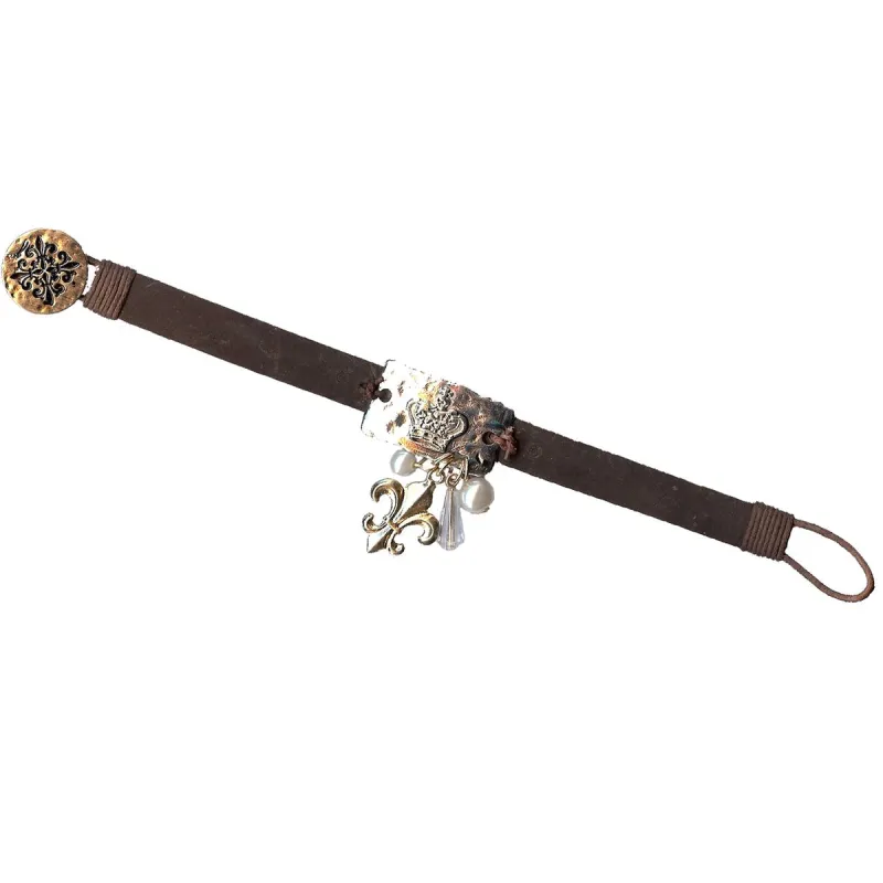 Leather Crown Plate Toggle Bracelet sold by Charming Charlie