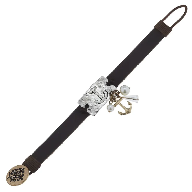Leather Anchor Plate Toggle Bracelet sold by Charming Charlie