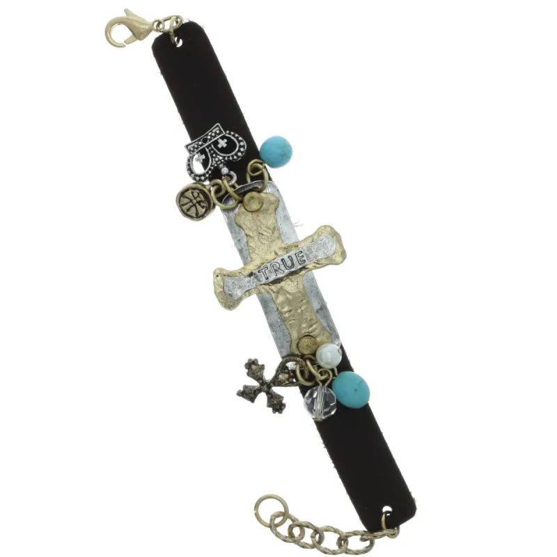 Leather Cross "True" Bracelet sold by Charming Charlie