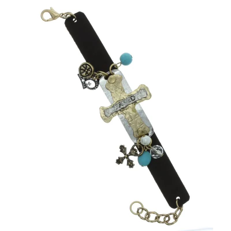 Leather Cross "Save" Bracelet sold by Charming Charlie