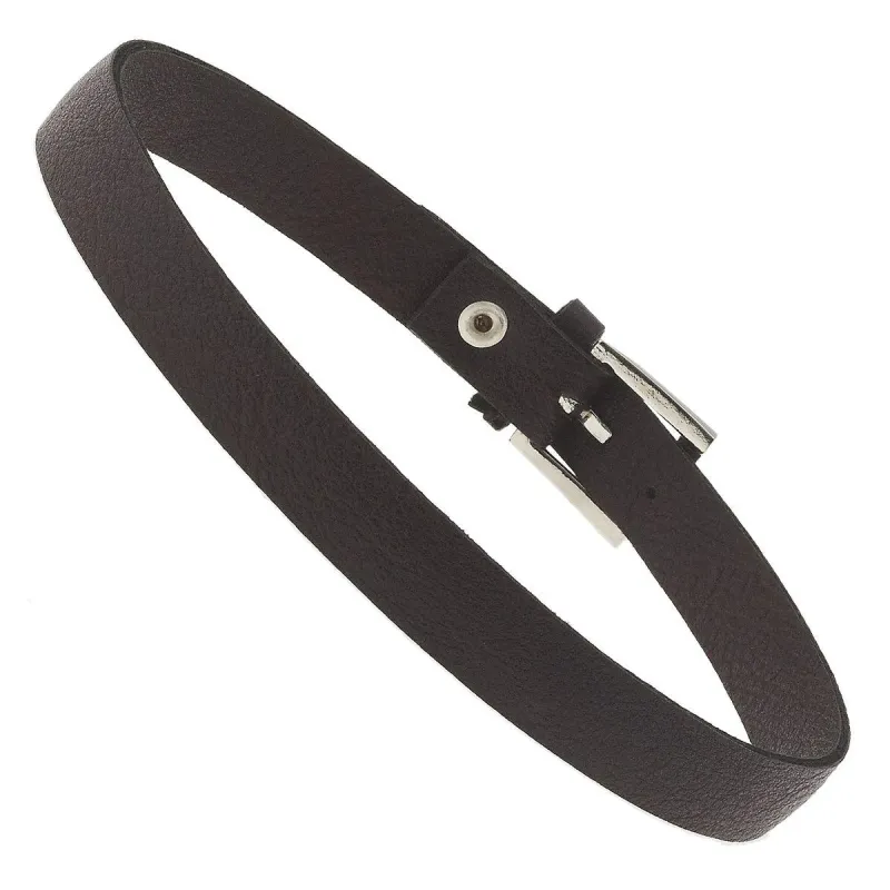 Dark Brown Leather and Antique Silver Buckle Bracelet sold by Charming Charlie