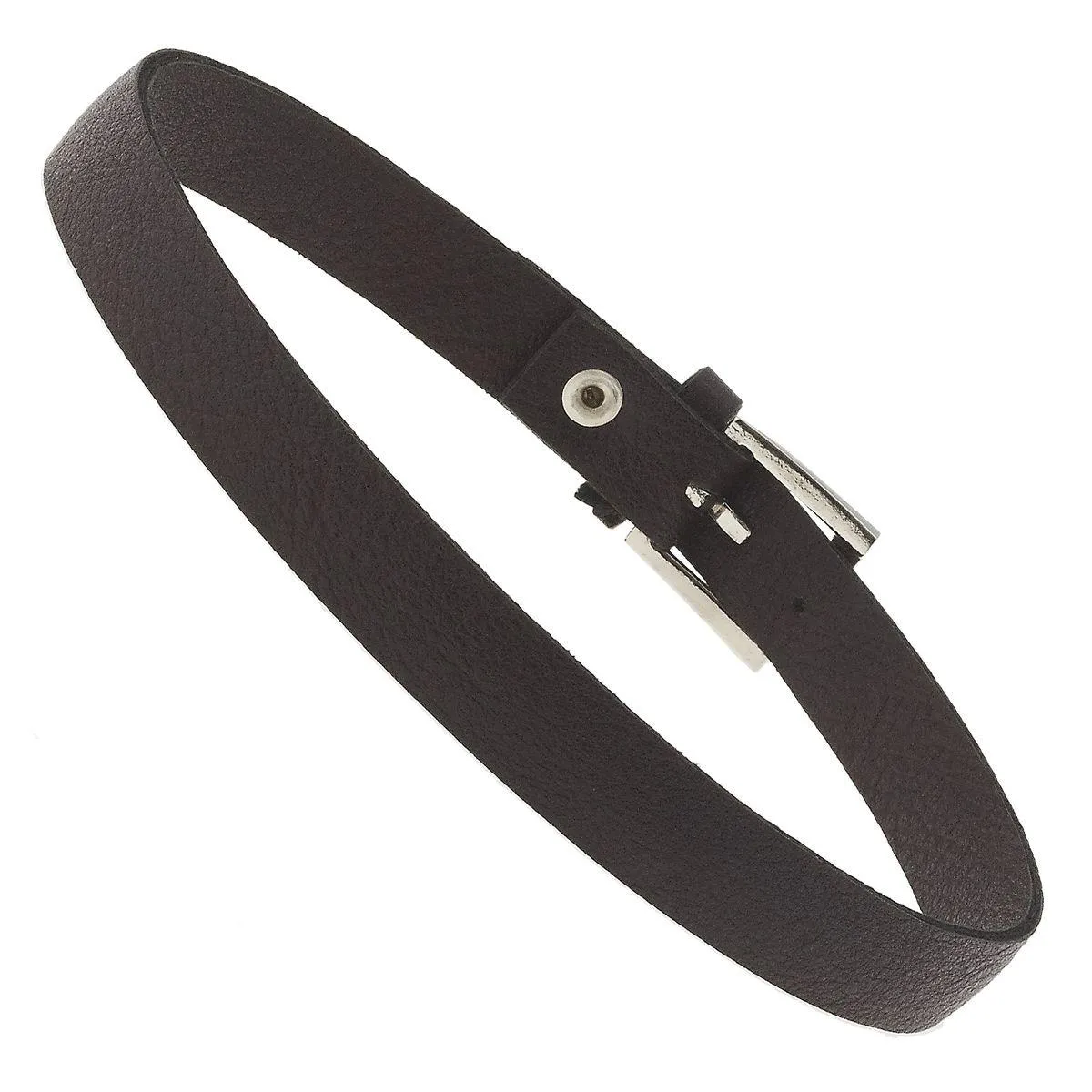 Dark Brown Leather and Antique Silver Buckle Bracelet sold by Charming Charlie