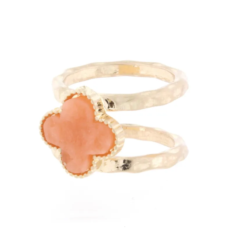 Peach Clover Dual Band Druzy Ring sold by Charming Charlie